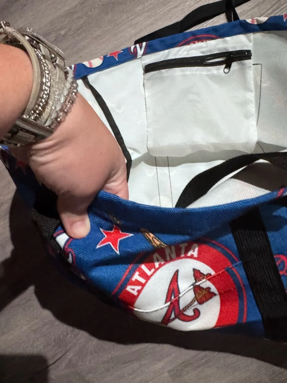 Atlanta Braves Blue Team Duffle Bag with Black Handles
